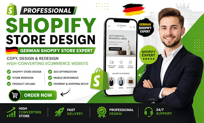 copy, design, redesign germany shopify store, shopify ecommerce website