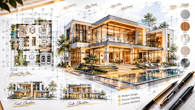 do architectural 2d floor plan, autocad drafting and 3d rendering