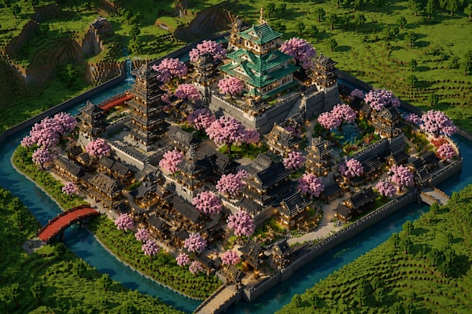 build minecraft castle villages, base, hubs, spawns in java or bedrock house