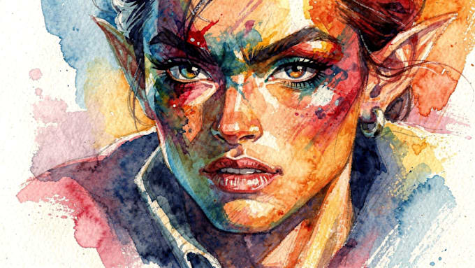 paint a colorful portrait in watercolor