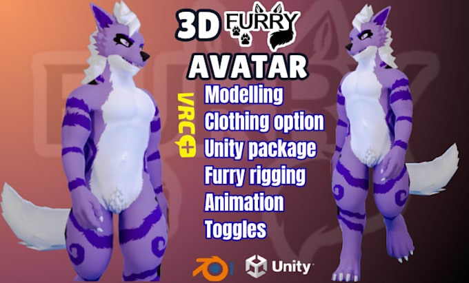 create custom vrchat avatar, furry, vtuber model, nsfw model