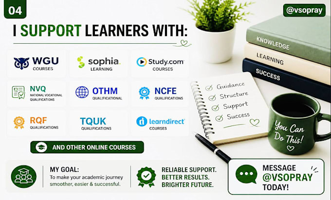 guide you in your othm, nvq and tquk online coursework