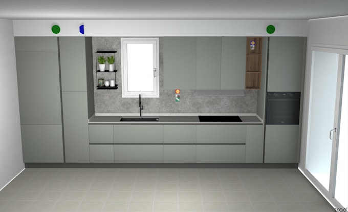kitchen layout planning with appliance and utility positioning