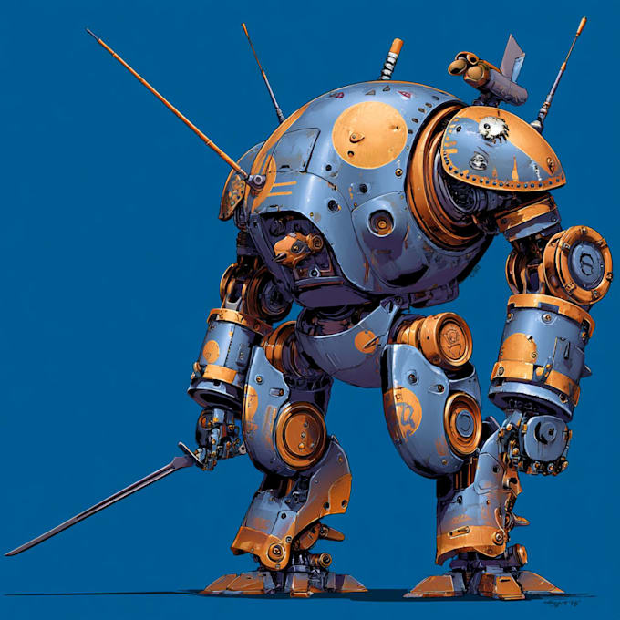 desing a unique mecha robot illustration