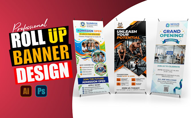 design roll up banner, retractable banner, pull up banner