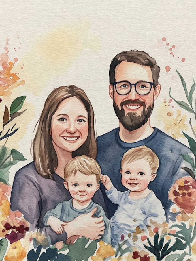 make watercolor family portrait