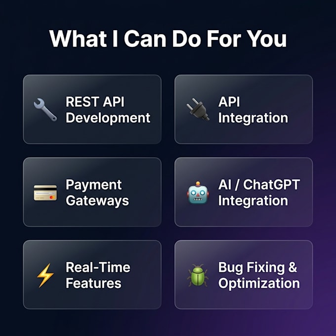 develop or integrate any API, development or fixing