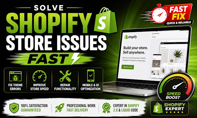solve shopify store issues repair theme errors improve speed and fix function