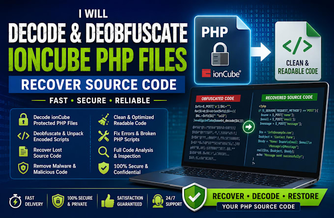 decode, deobfuscate, ioncube any php files and recover source code
