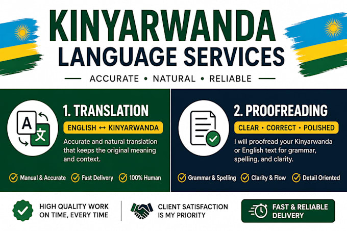 do accurate english to kinyarwanda translation manually
