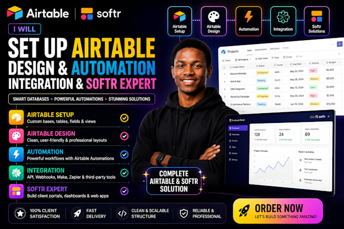 set up airtable airtable design airtable automation integration softr expert