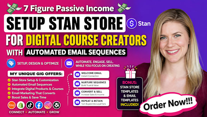 create a converting stan store sales funnel for digital products email sequences
