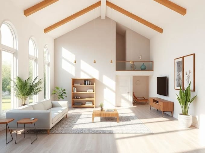 design house interior model, 3d rendering
