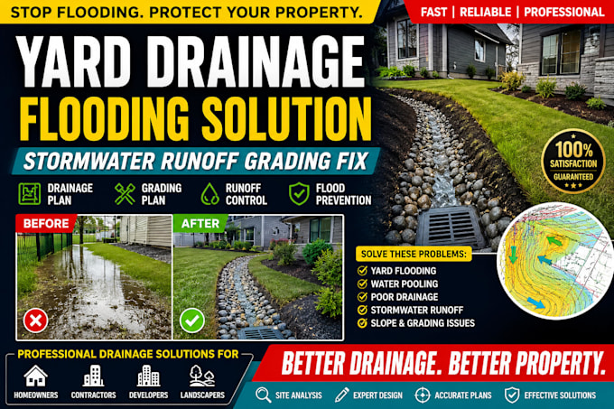 yard drainage flooding solution stormwater runoff grading fix