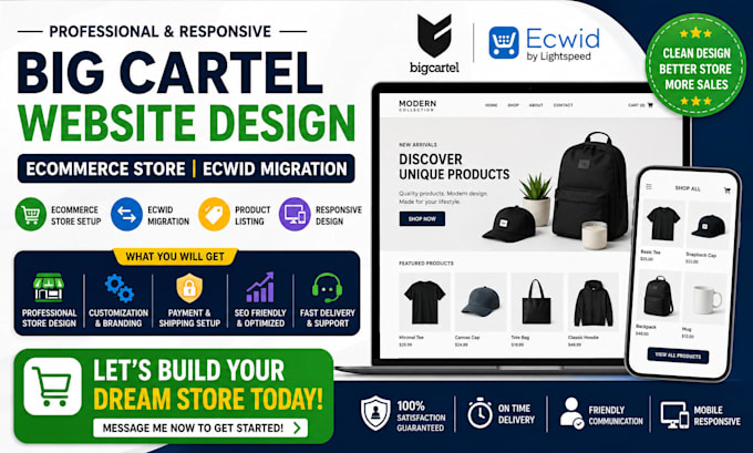 big cartel website design ecommerce store ecwid migration product listing