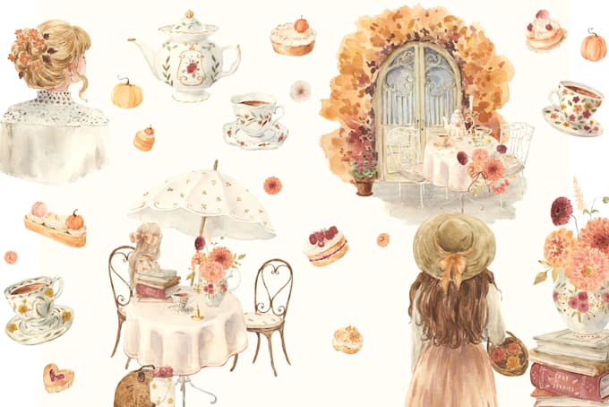 create watercolor clipart and illustrations