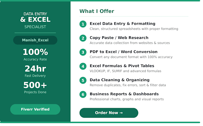 do excel data cleaning, formatting, and data entry