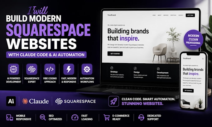 build claude vibe code cowork automation squarespace website development