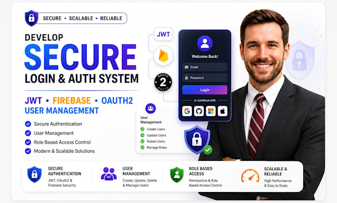develop secure login auth system jwt firebase oauth2 user management