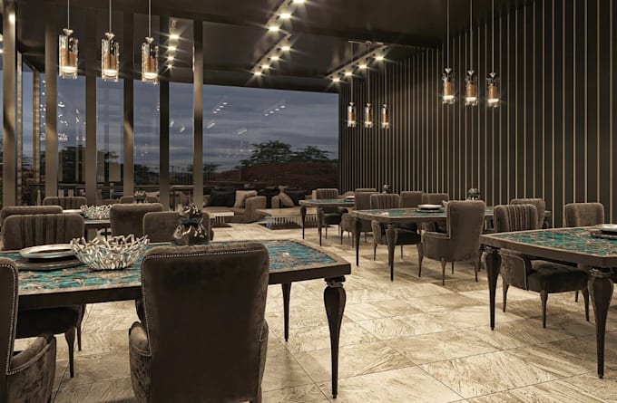 ideate3d aesthetic dining,cafe restaurant,beverage lounge render,interior layout