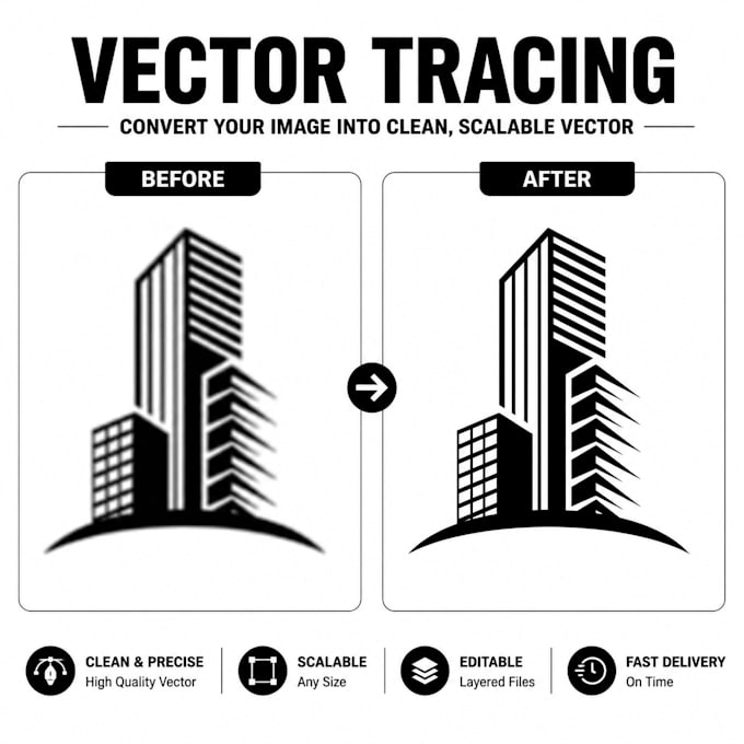 do manual vector tracing for logo conversion to high quality svg vector file