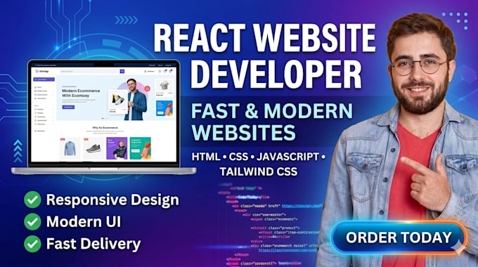 do frontend web development in react tailwind CSS javascript