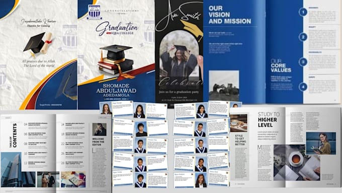 custom printable school yearbook graduation book and editable school memory book