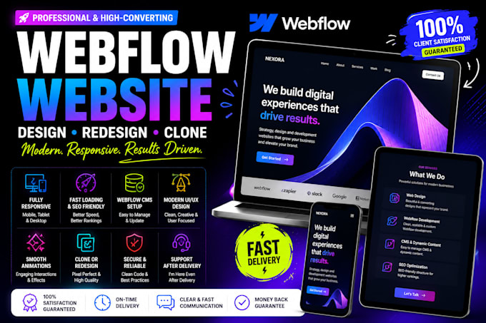 do webflow website design, redesign, webflow landing page or clone website