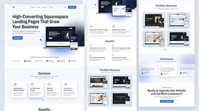 design a professional squarespace landing page