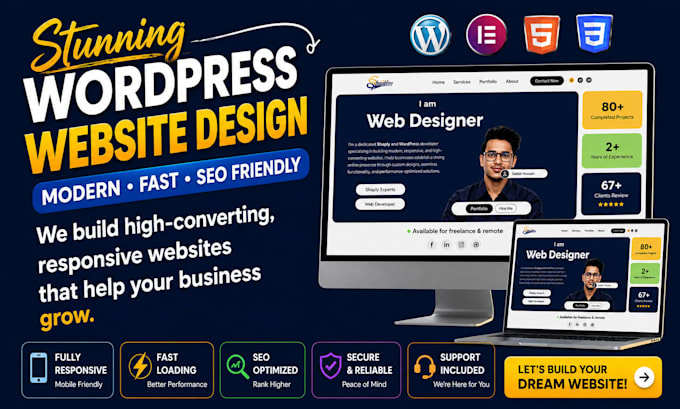 design responsive wordpress website, landing page, blog website or nft website