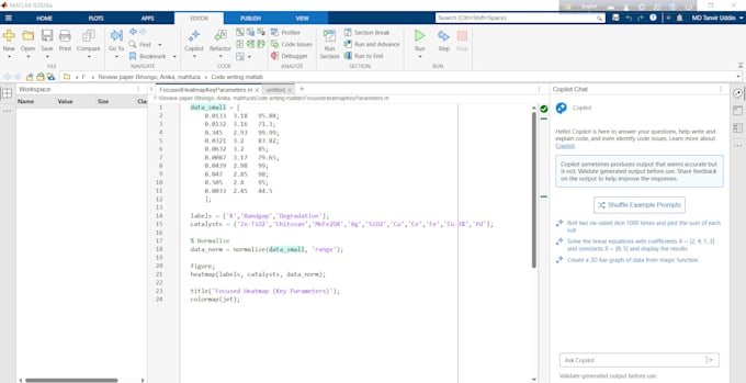 do matlab data analysis, graphs, and scientific charts
