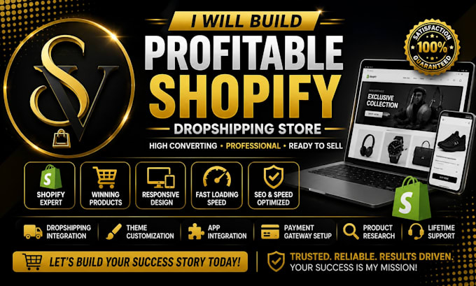 build profitable shopify dropshipping store, shopify website or shopify store