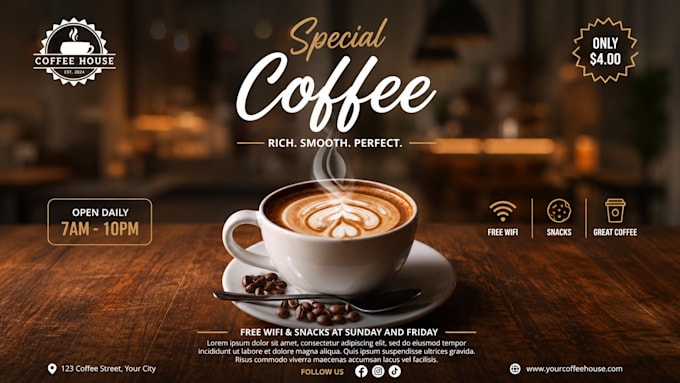 create premium coffee shop social media designs