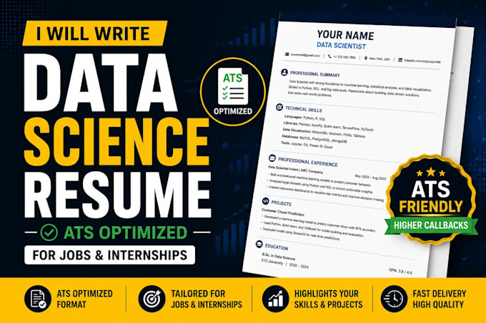 write ats optimized data analyst and data science resume for tech jobs
