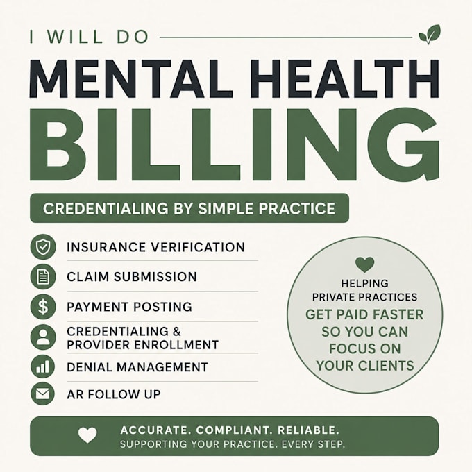 do mental health billing, credentially by simple practice
