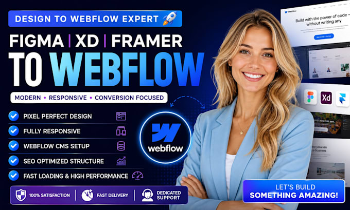 develop webflow website figma to webflow landing page framer xd to webflow cms