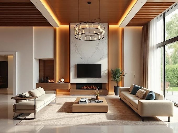 modern, luxurious living room interior design