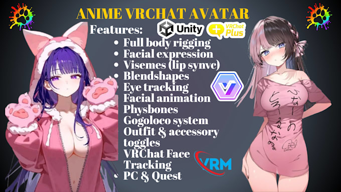 do vrchat avatar commission, anime vtuber model, nsfw vrchat avatar, 3d rigging
