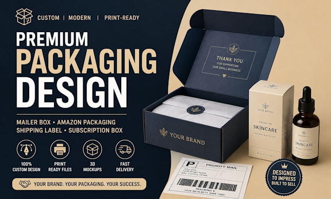 mailer box amazon product shipping label design, custom subscription box package