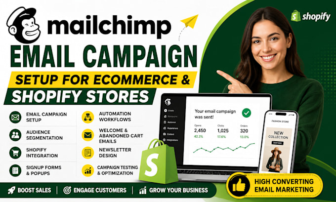 do mailchimp email campaign setup for ecommerce and shopify stores