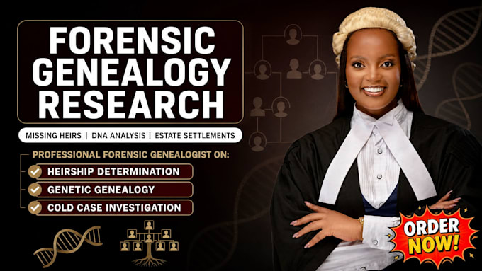 do forensic genealogy research, dna analysis, heir search, probate, cold cases