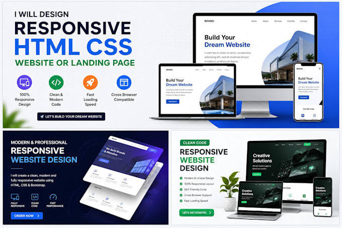 design responsive HTML CSS website or landing page