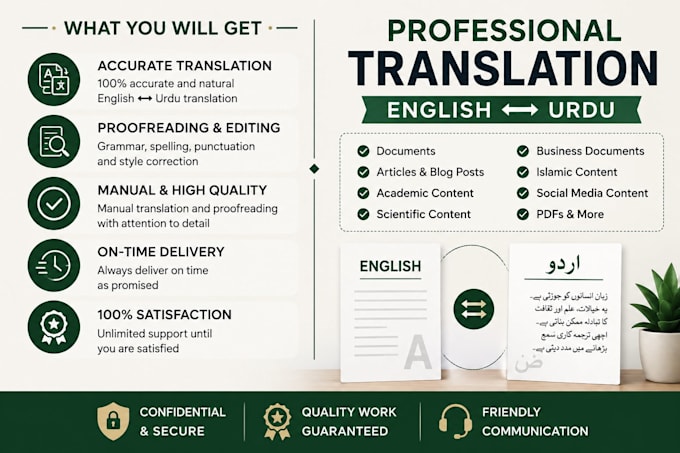 translate english to urdu or urdu to english and proofread
