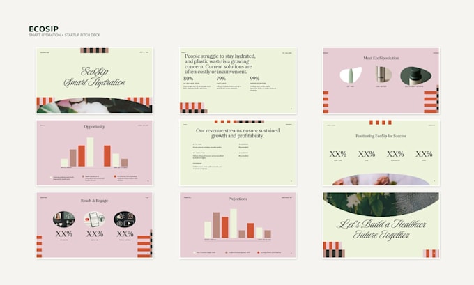 design minimalist corporate pitch deck or marketing presentationin
