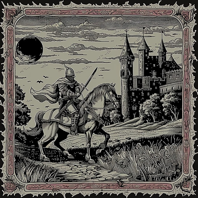 make a medieval woodcut style illustration