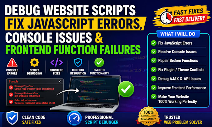 debug website scripts fix javascript errors console issues frontend function