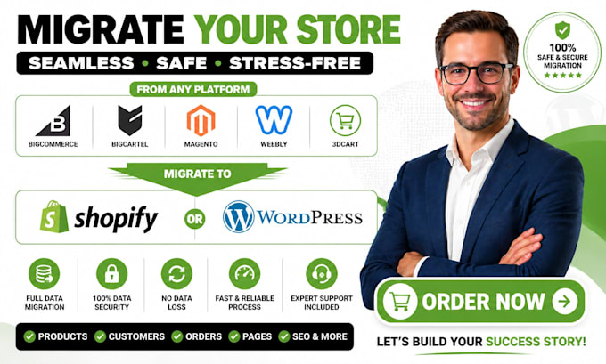 migrate bigcommerce bigcartel magento weebly 3dcart to shopify wordpress website