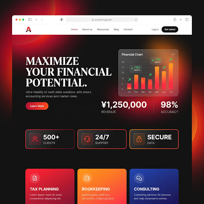 design a professional accounting and finance website using wordpress