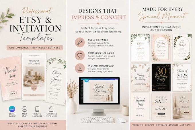design etsy templates, and etsy invitation