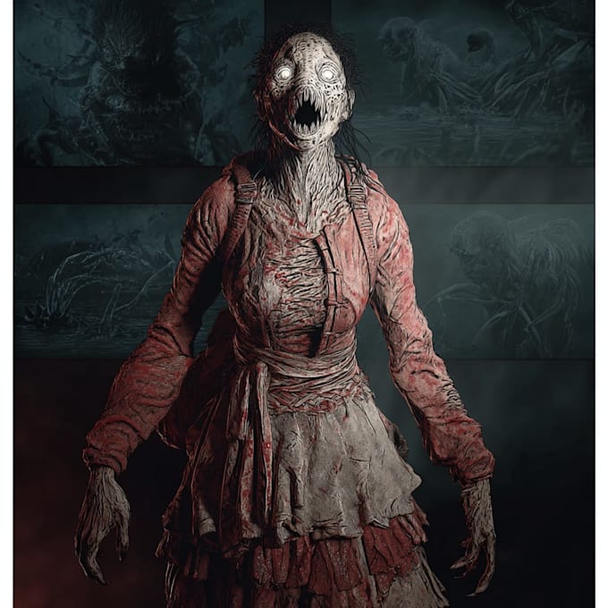 create creepy monster character illustration